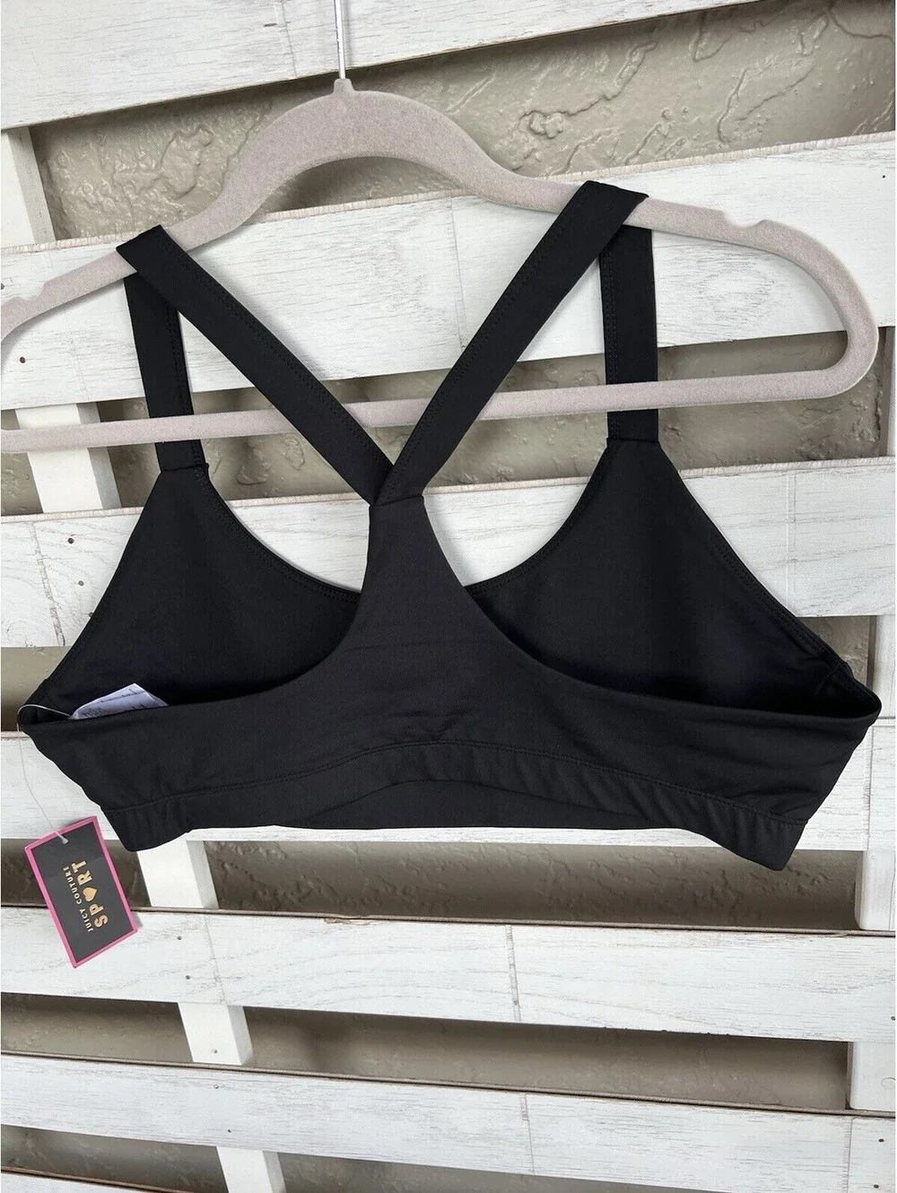 Black Juicy Couture Sport Sports Bra Racerback NWT Womens L.